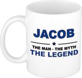 Bellatio Decorations naam cadeau mok - Jacob - man myth legend - koffiemok - 300 ml - collega - vaderdag