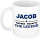 Bellatio Decorations naam cadeau mok - Jacob - man myth legend - koffiemok - 300 ml - collega - vaderdag