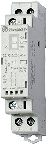 FINDER 223202304340 Modulaire Schakelaar 230 V AC/DC 1NO/1NC 25 A agsno2 Mechanic/Selector met LED-indicator