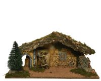 Crèche crèche pour figurines de Noël avec éclairage LED à piles - 25x23x58 cm