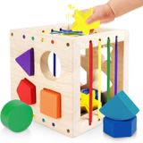 Cube trieur de formes - Jouet classique en bois avec 8 formes multisensorielles colorées - Jouet Montessori pour enfants à partir de 1 an