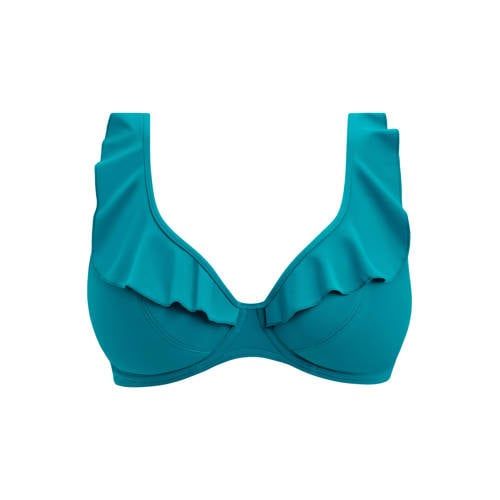 Freya Jewel Cove niet-voorgevormde beugel bikinitop met ruches turquoise