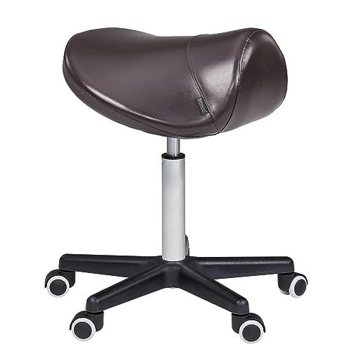 Master Massage Zadelkruk, rolkruk, draaibare kruk, werkkruk, kastkruk, cosmetische kruk, koffiekruk, bruin