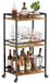 Chariot de service - Structure métal noir - Brun rustique - 43,2 x 30 x 81,5 cm - Chariot bar - 3 niveaux - Cuisine et salon