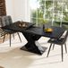 OKWISH Eettafel - Uitschuifbaar - X-Design - MDF Zwart - 119,5-158,5x80x75 cm