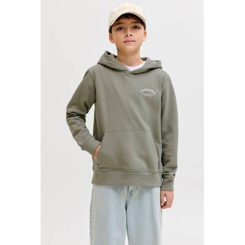JACK & JONES JUNIOR hoodie met backprint grjsgroen