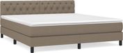 vidaXL Boxspring met matras stof taupe 160x200 cm