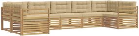 vidaXL - Extérieur - canapé - set - 7 - pcs - Blanc - et - Beige - Polyester