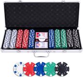 Longfield Pokerset in Zilveren Koffer met 500 Chips (11,5 g) – Compleet met Kaarten, Dealer Button & Dobbelstenen – Engelhart