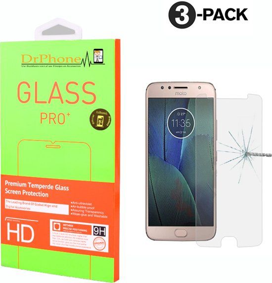 Drphone 3 x Moto G5s Plus Glas - Glazen Screen protector - Tempered Glass 2.5D 9H (0.26mm