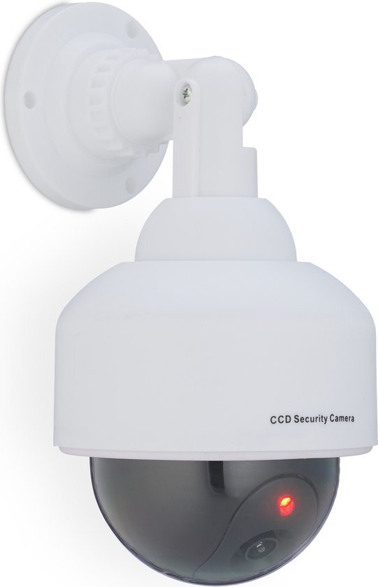 Relaxdays dummy dome camera - nep camera led - binnen & buiten - dummy beveiligingscamera zwart, wit