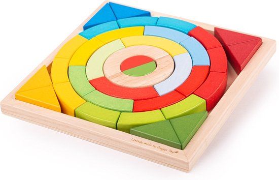 Bigjigs Toys Houten Bogen en Driehoek Bouwblokken - 37 Delig - Multikleur