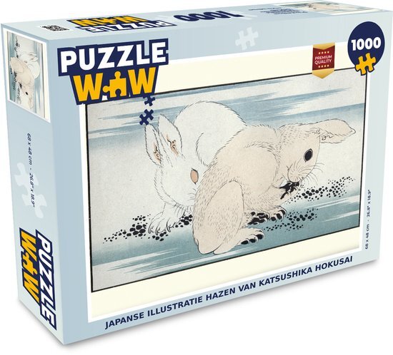 MuchoWow Puzzel Japanse illustratie hazen van Katsushika Hokusai - Legpuzzel - Puzzel 1000 stukjes volwassenen