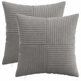 vidaXL - Kussensloop - 2 stuks - ALMELO - Lichtgrijs - 40 x 40 cm - corduroy