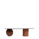 Sissy-Boy - Houten koffietafel met marmer blad en asymmetrisch onderstel