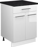 Vicco Onderkast voor spoelbak/kookplaat Fame-Line, Wit Hoogglans/Wit, 60 cm met lade, WB Antraciet