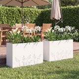 VidaXL Plantenbak 2 st wit 80 x 20 x 49 cm koudgewalst staal