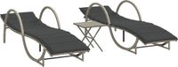 vidaXL Ligbedden 2 stuks met tafel poly rattan lichtgrijs