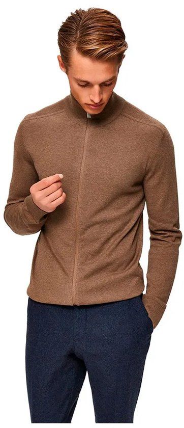 SELECTED HOMME Trui Met Volledige Rits Bruin L Man