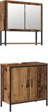 vidaXL Badkamermeubel Set 2 st Bruin 60 x 30 x 60 cm Bewerkt hout