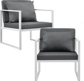 casa.pro Tuinstoel tuin armleunstoel set van 2 wit 70x60x60cm