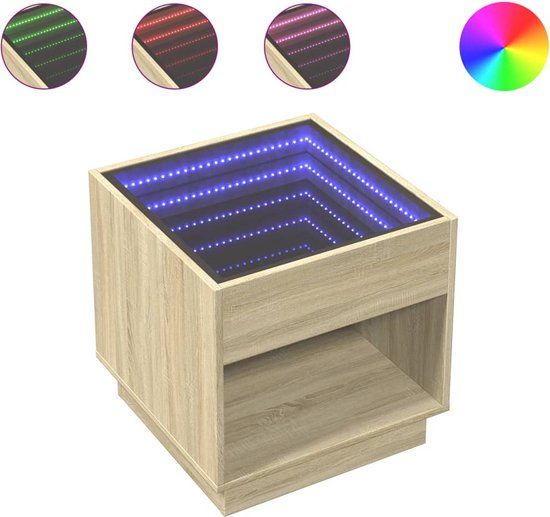vidaXL Nachtkastje met Infinity LED 50x50x50 cm Sonoma eikenkleurig