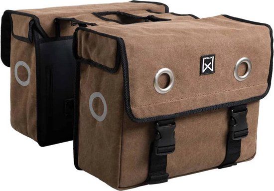 Willex Dubbele canvas fietstas 40 liter - Bruin