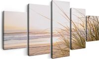 Artaza Canvas Schilderij Vijfluik Strand En Duinen Tijdens Zonsondergang - 150x80 - Canvas Print