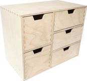 Merkloos / Sans marque Creative Deco Mini Houten Kist met 5 Laden | Opbergkast | Onbeschilderd Multiplex | 36 x 20 x 28.5 cm