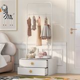 OKWISH Kledingrek Pour Enfants - Blanc MDF - 70 x 55 x 168 cm