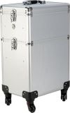 VDD Bol Kapperskoffer trolley - visagie make up koffer trolley - schminkkoffer - beauty case - Zilver