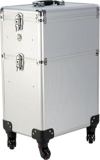VDD Bol Kapperskoffer trolley - visagie make up koffer trolley - schminkkoffer - beauty case - Zilver