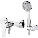 Ibergrif M12057 Douchekraan Set met Handdouche, Doucheslang, Chroom, Zilver
