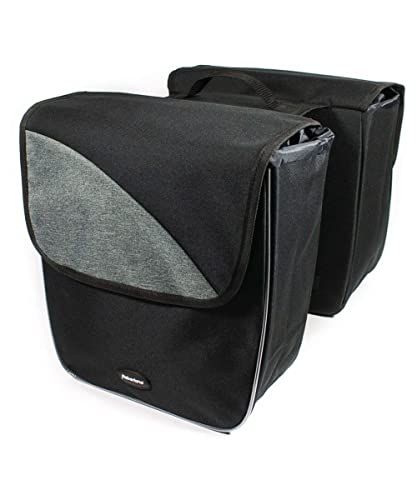 Haberland Uniseks Dubbele Fietstas - Zwart/Zilver - 33 x 16 x 36 cm