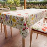 PETTI Artigiani Italiani - Tafelkleed Vlekbestendig Rechthoekig 140x180 cm 6 Personen, Afwasbaar Keukentafelkleed van Microvezel, Design Floral 10 Rode Bloemen, 100% Made in Italy