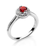 Orphelia Ring Zilver 925 Zirkonia Rood Rond 16mm Maat 50
