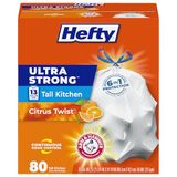 Hefty Ultra Strong Trash Bags (Citrus Twist, Tall Kitchen Drawstring, 13 gallon, 80 Count)