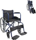 Mobiclinic Alcazaba - Rolstoel - Opvouwbare rolstoel - Afneembare rugleuning en voetensteun - Staal - Grote wielen - 46 cm - Blauw