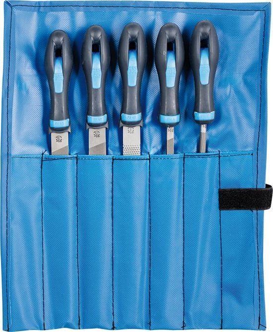 PFERD Werkplaatsvijlenset in pvc-roltas, 5 vijlen, kruiskop H2, 250 mm, 11800542