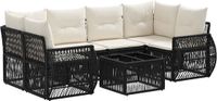 vidaXL Tuinbank - Set - 7 - st - Zwart - poly - rattan