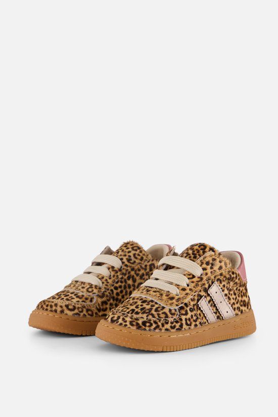 Shoesme Sneakers met panterprint, maat 19, cognac, leer