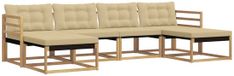vidaXL Bank loungeset 6 places Acacia bois Blanc et Beige