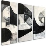 Tableaux Sur Toile Abstraction Noir Et Blanc Formes 3 x 40x80