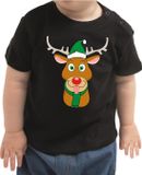 Bellatio Decorations Shoppartners Bv Kerst shirt / t-shirt zwart met Rudolf het rendier voor baby / kinderen - jongen / meisje 62