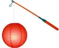 Merkloos Lampionstokje 40 cm - met lampion - rood - D25 cm