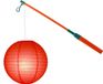 Merkloos Lampionstokje 40 cm - met lampion - rood - D25 cm