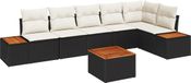 vidaXL Banc de jardin 6 pièces noir et crème