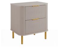 3xE living Meuble de salle de bain Debout sous lavabo 60 cm, 2 tiroirs, Cachemire, Poignées dorées, Pieds dorés