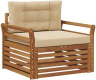 vidaXL Buitensofa Massief Acacia Hout en Polyester Natuurlijk en Beige