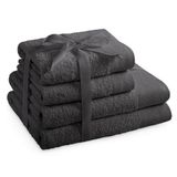 AmeliaHome Handdoekenset grijs 2 handdoeken 50x100 cm en 2 badhanddoeken 70x140 cm 100% katoen kwaliteit absorberend grafiet antraciet Amari